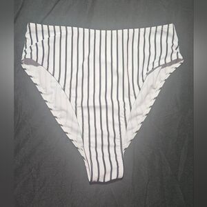 Striped Black and White Women's Swim Bottom
